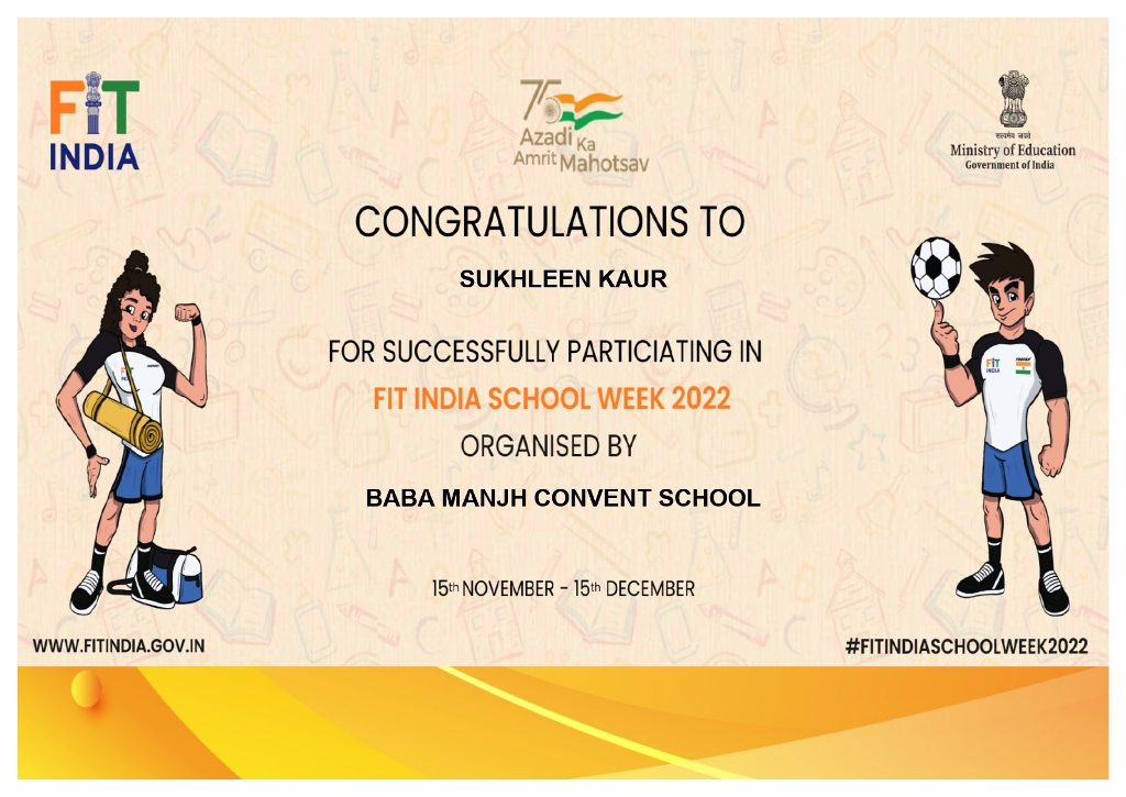Participation Certificates In Fit India School Week